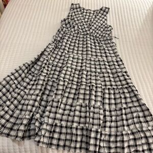 Max Studio Black and White Plaid Maxi Dress